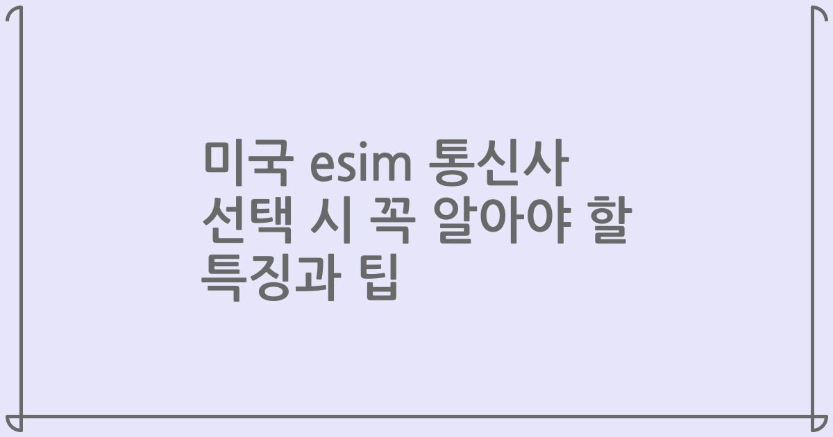 미국 esim 통신사 선택 시 꼭 알아야 할 특징과 팁