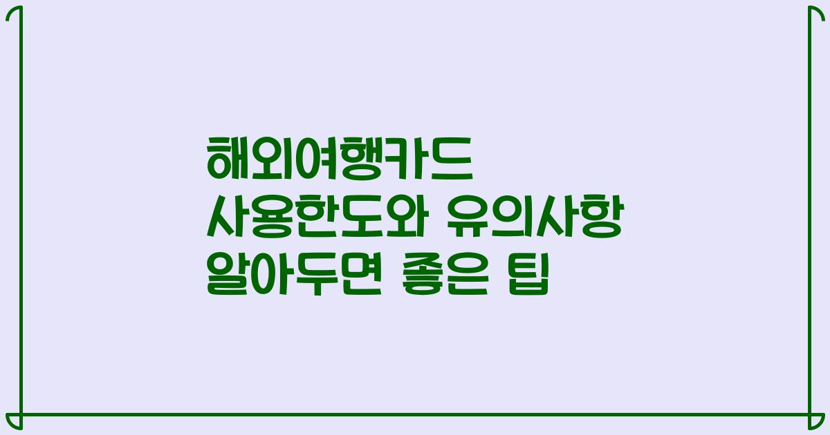 해외여행카드 사용한도와 유의사항 알아두면 좋은 팁