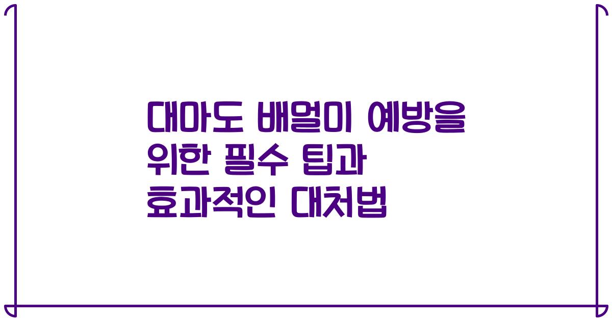 대마도 배멀미 예방을 위한 필수 팁과 효과적인 대처법