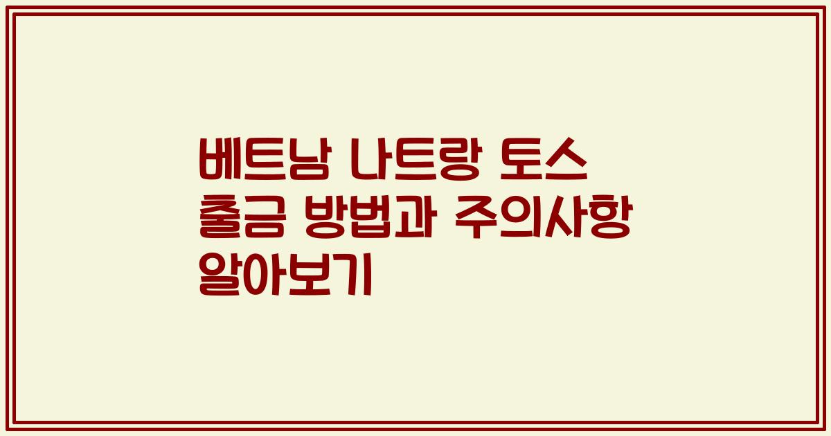 베트남 나트랑 토스 출금 방법과 주의사항 알아보기